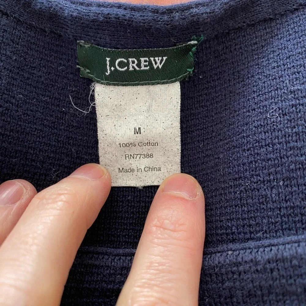 J. Crew Size Medium Navy Blue Knit Dress Button Detail Preppy Nautical Style